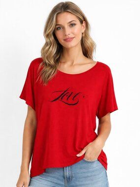 Victoria's Secret Love Sleep Shirt Red Short Sleeve 100% Cotton Women's Large